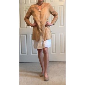 Eileen Fisher gold metallic tunic shirt